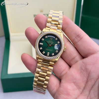 Rolex Daydate 36mm 2834/3255 Movement Green/Gold Face Gold Case Watch